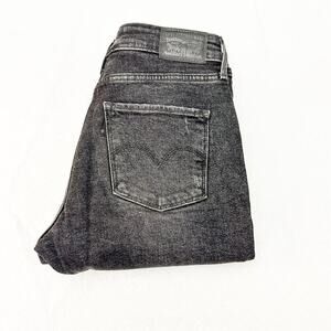 Levi's 721 High Rise Skinny Charcoal Denim Jeans Ripped Size 28